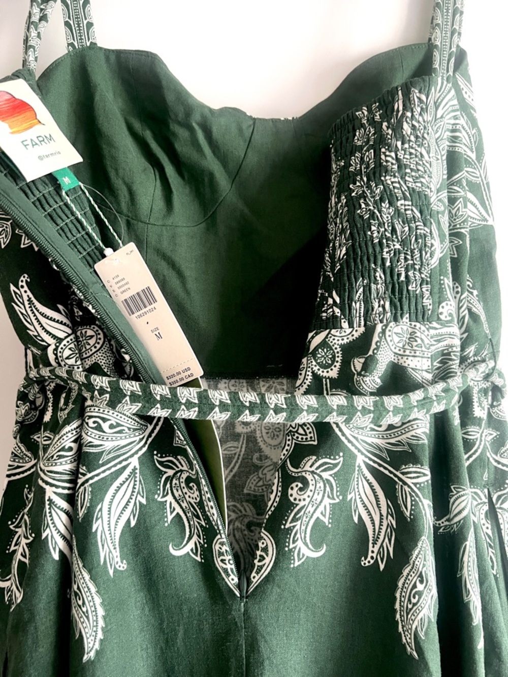 FARM Rio Miranda belted printed linen-blend maxi dress Size Medium NWT - Picture 10 of 16